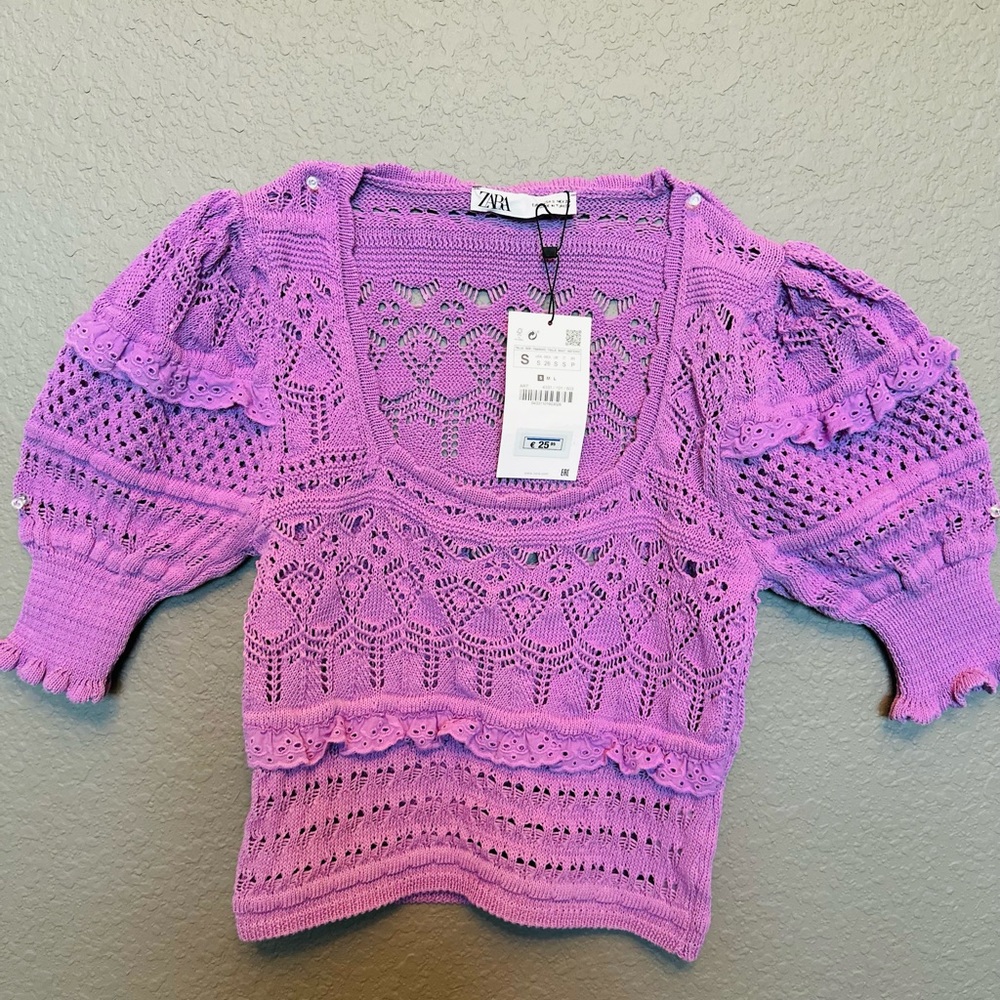 Zara knit puff sleeve top